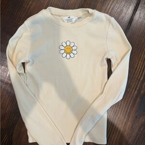 H&M Cream Ribbed Long Sleeve Top